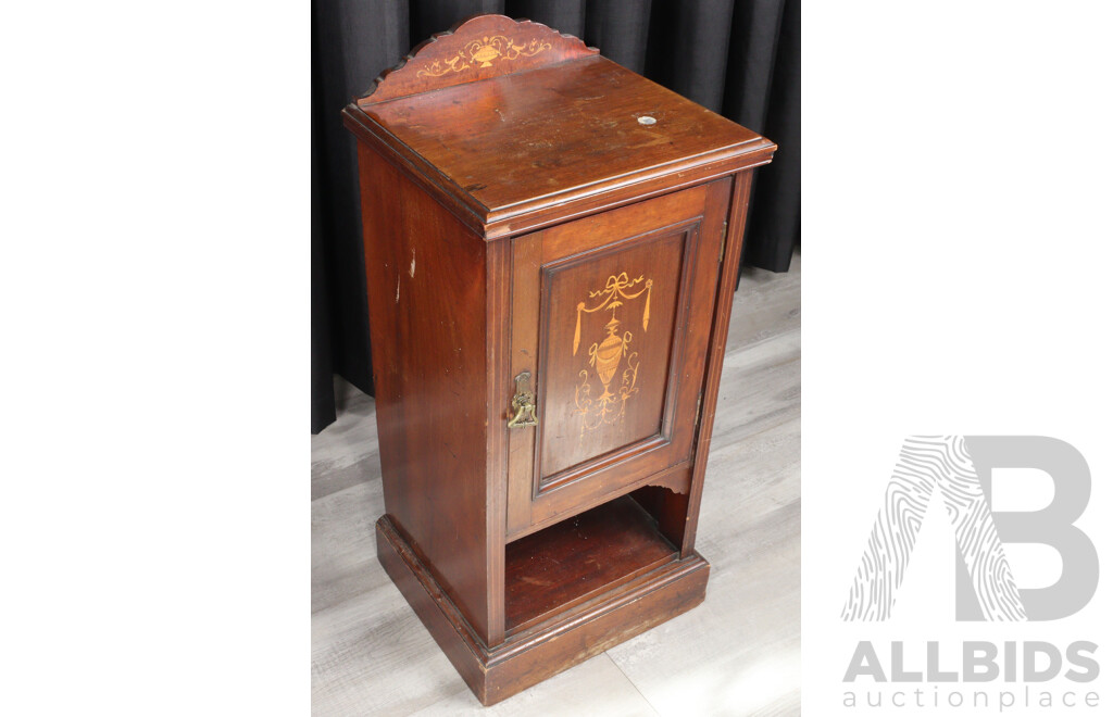 Victorian Inlaid Single Door Pot Cupboard
