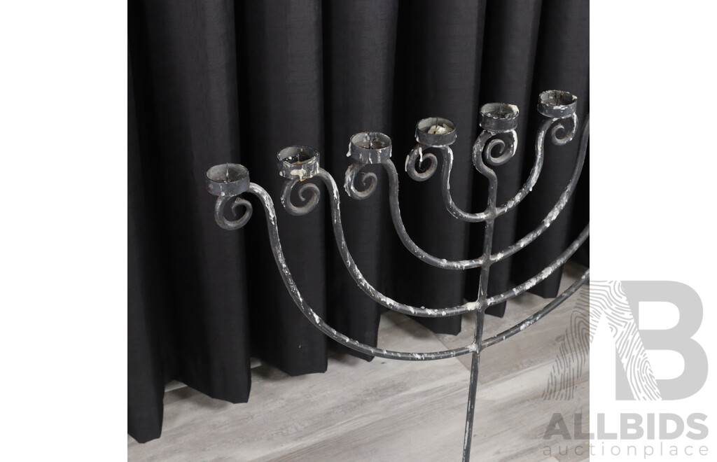 Metal Nine Arm Candelabra and Side Table with Mosaic Style Top