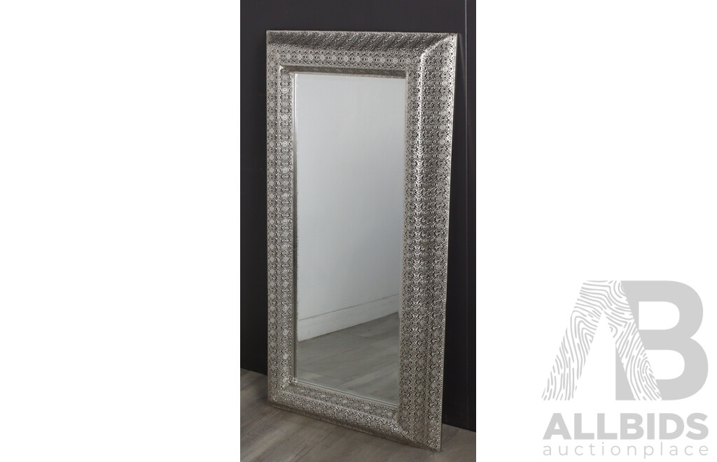 Modern Mirror in Pierced Tin Frame