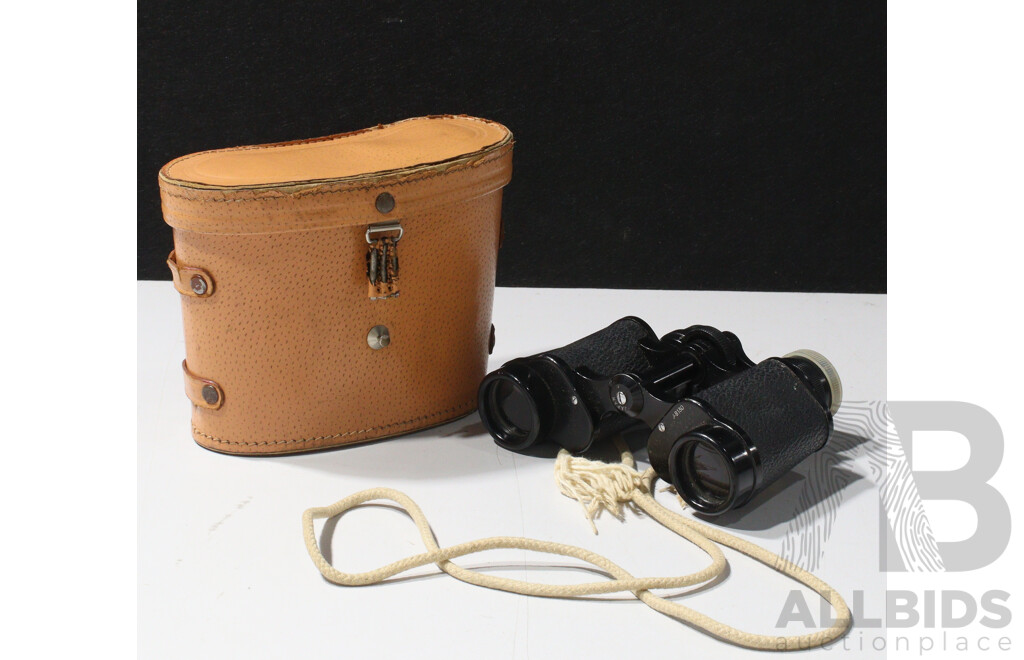 Pair of Vintage Selby Binoculars in Leather Carry Case