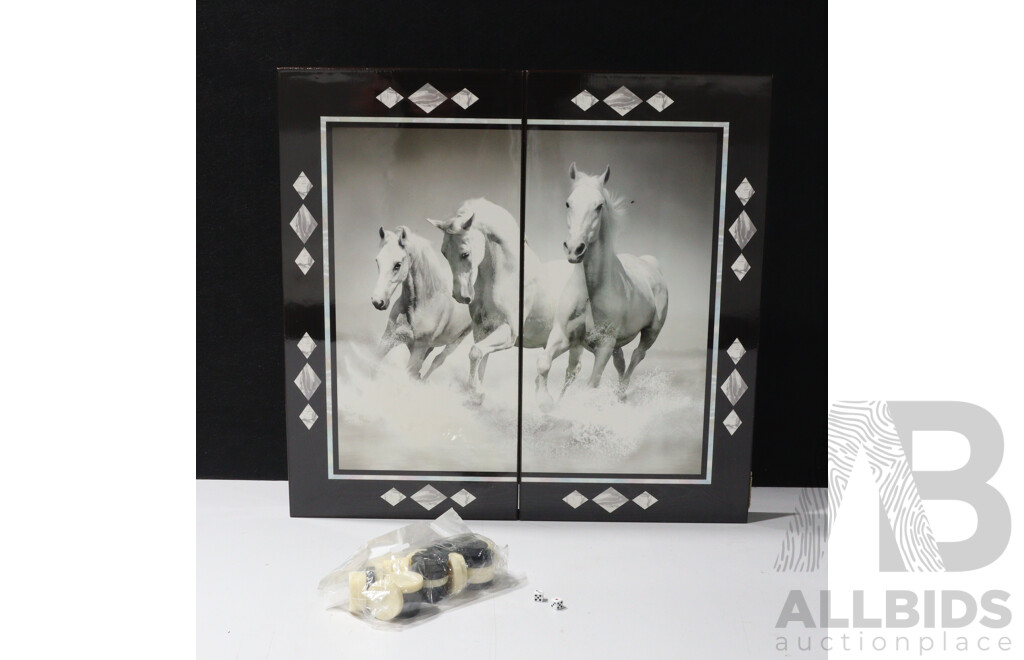 Modern Backgammon Set with Horse Detail