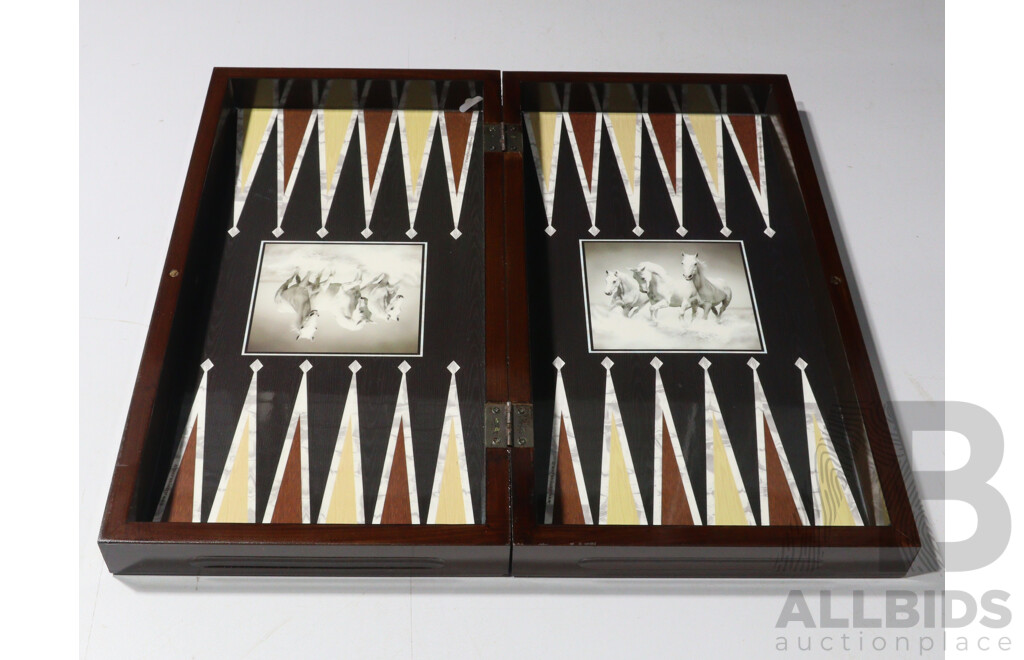 Modern Backgammon Set with Horse Detail