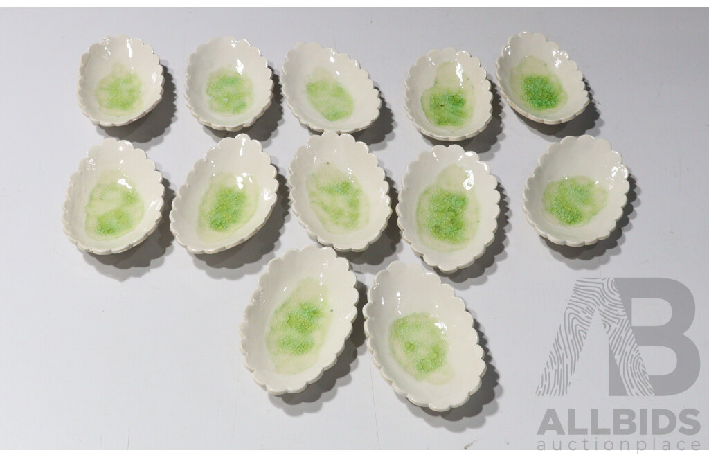 Collection of 12 Glazed Ceramic Pin Dishes by Hand in Hand