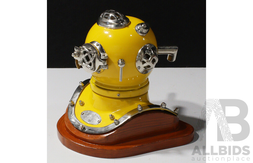 Reproduction Miniture Divers Helmet on Timber Stand