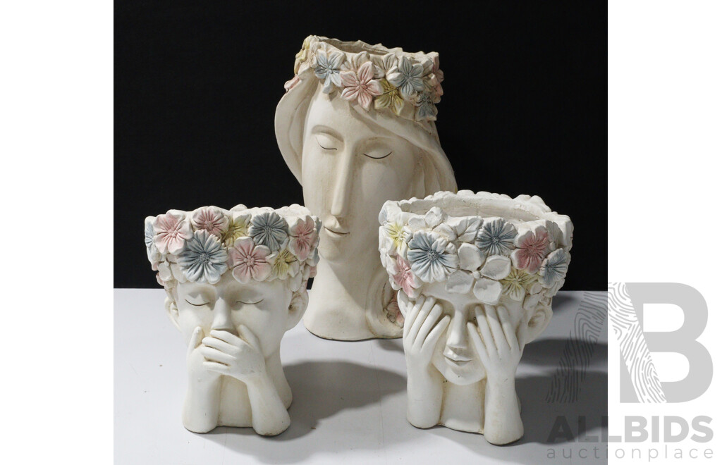 Set of Three Figural Fibreglass Planters