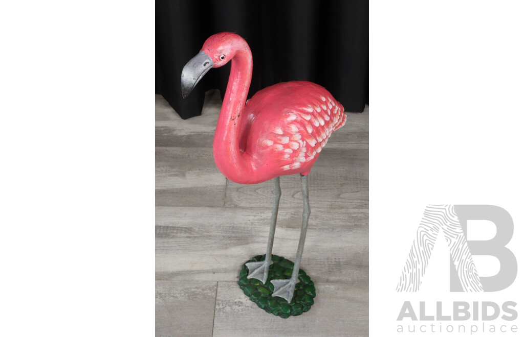 Pair of Large Cast Iron Wading Flamingos