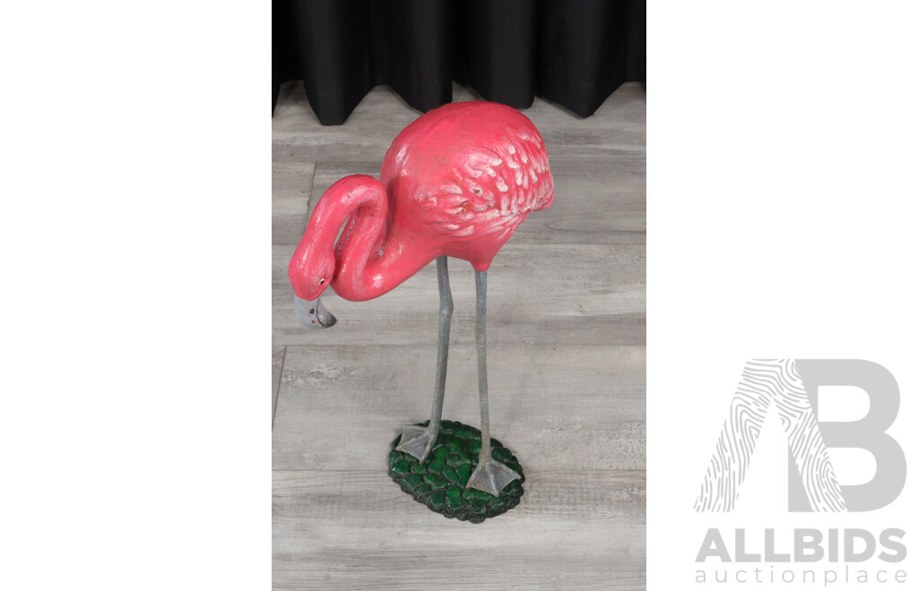Pair of Large Cast Iron Wading Flamingos