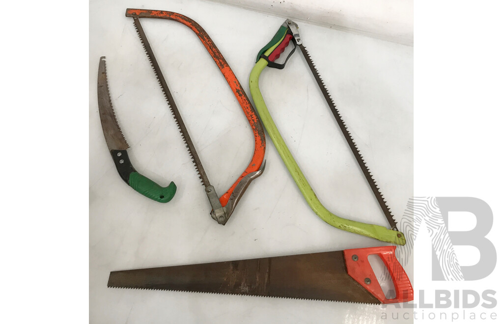 Assorted Saw, Bow Saws, and Pruning Saw - Lot of 4