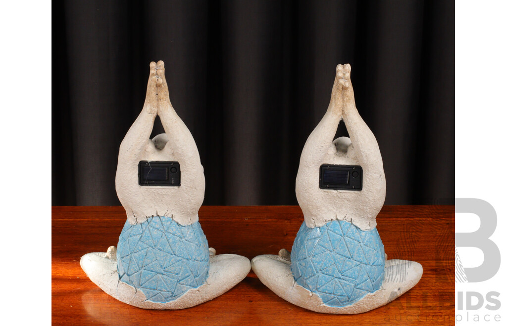 Pair of Mosaic Look Yoga Frog Statues