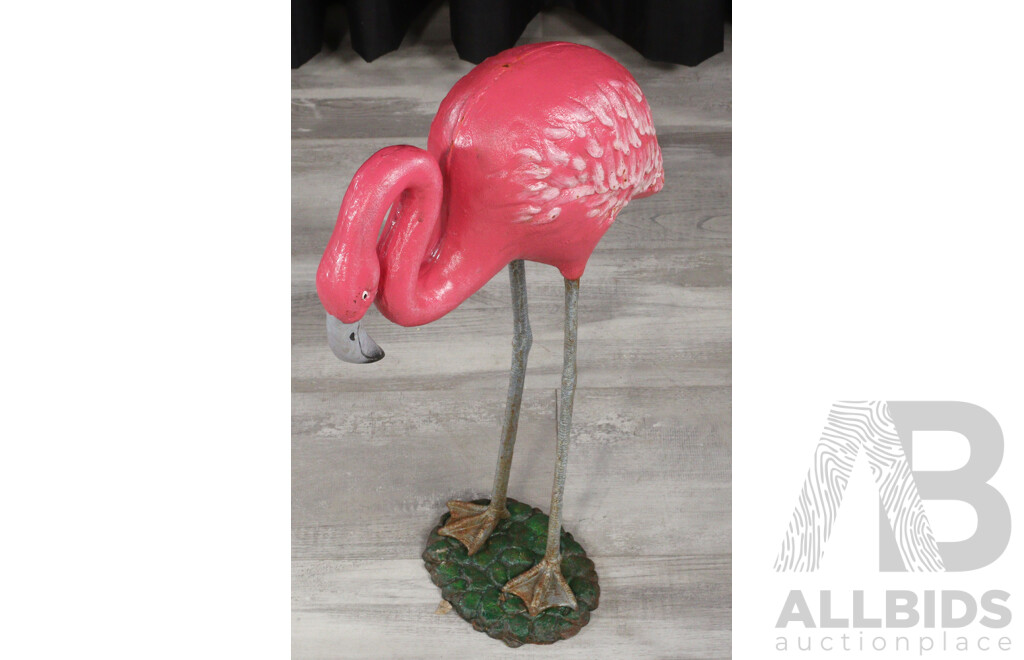 Pair of Large Cast Iron Wading Flamingos