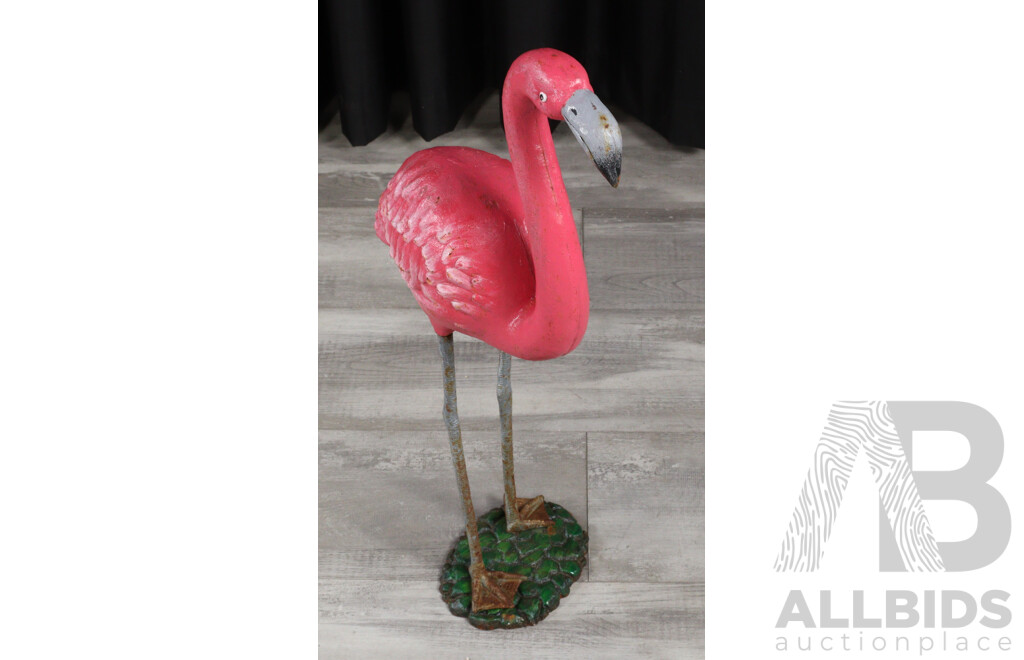 Pair of Large Cast Iron Wading Flamingos