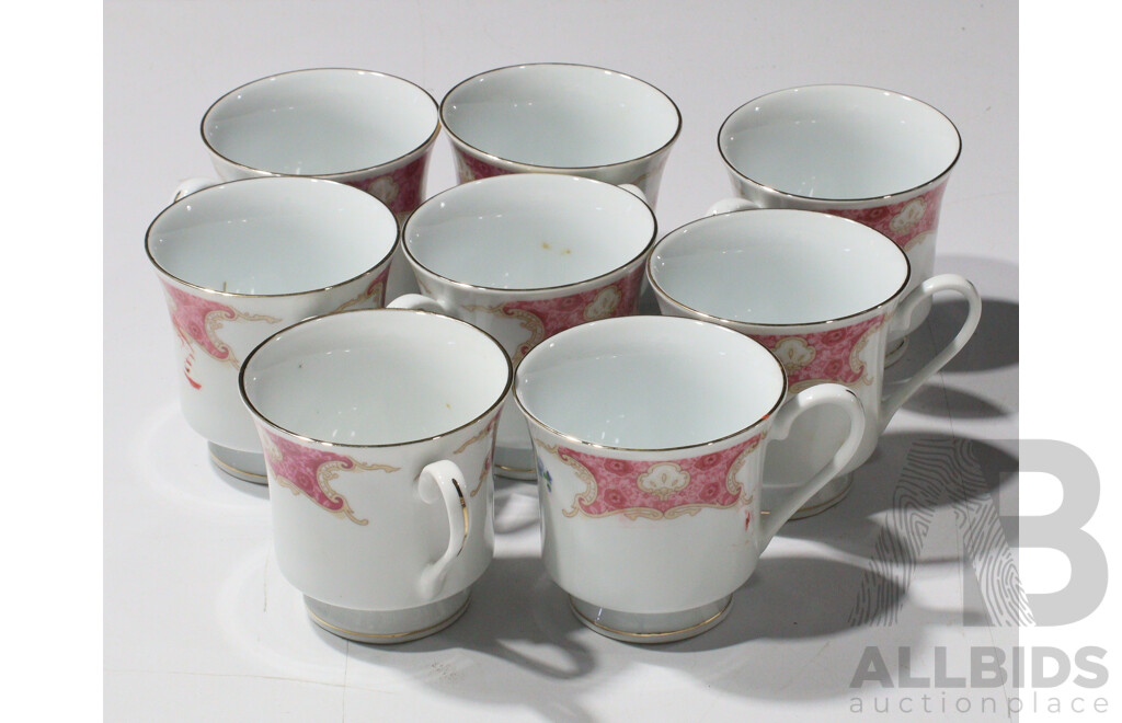 Collection of Eight Fine China Floral Tea Cups