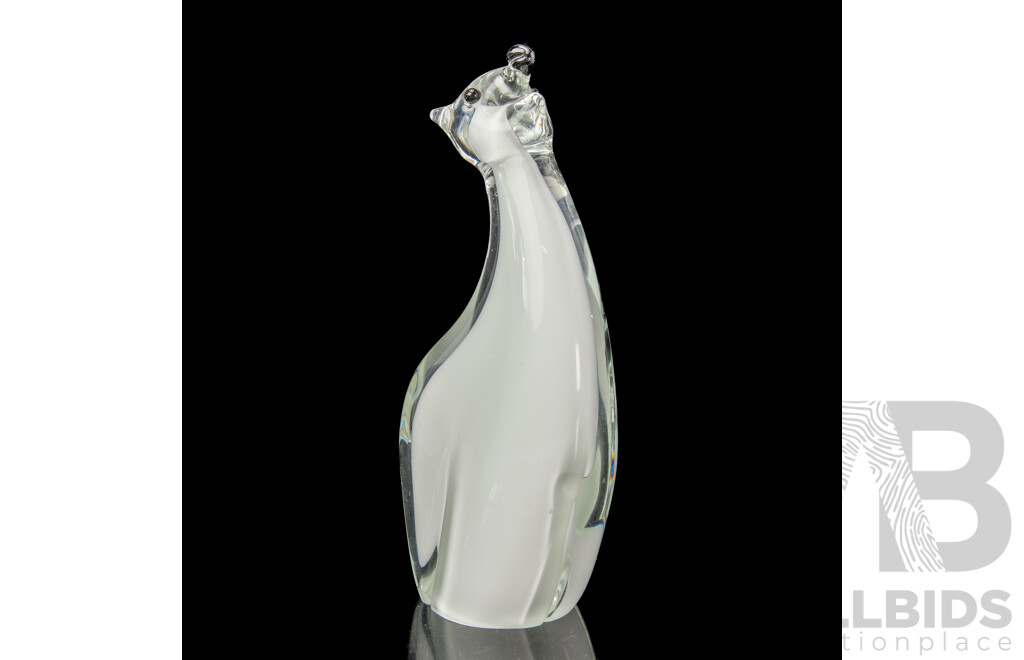 Art Glass Polar Bear Figure with Internal White Detail
