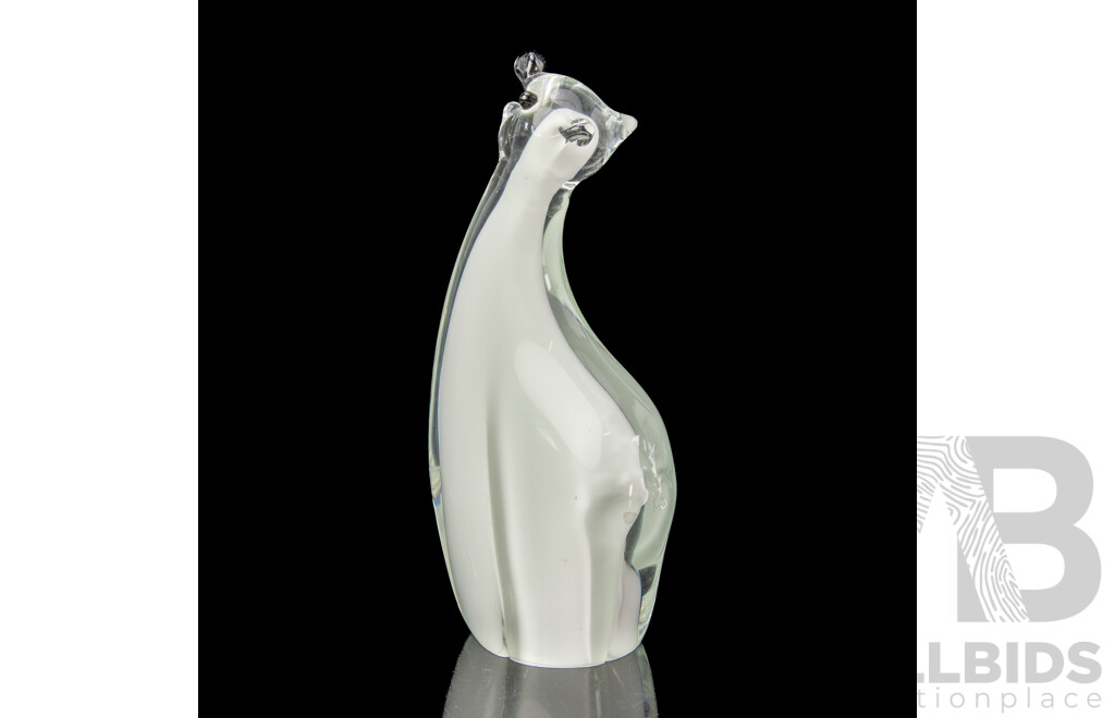 Art Glass Polar Bear Figure with Internal White Detail