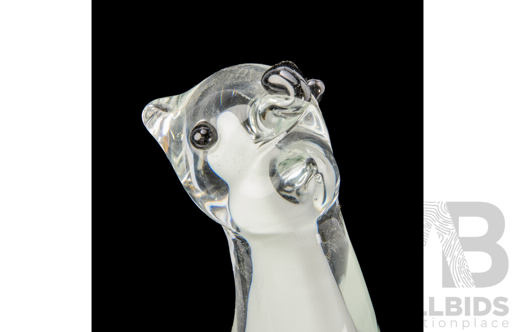 Art Glass Polar Bear Figure with Internal White Detail