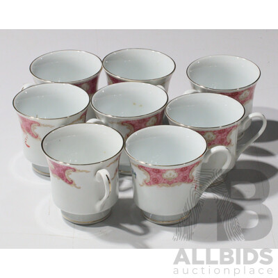 Collection of Eight Fine China Floral Tea Cups