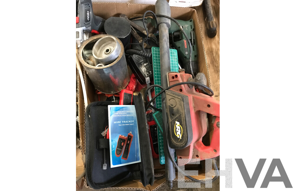 Assorted Power Tools Including Planer, Loading Screwdriver, Drill, and More