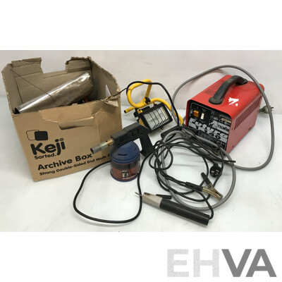 Telwin Futura Welder, Work Light, Smoldering Torch, and Assorted Tools and Bits