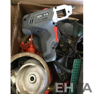 Assorted Power Tools Including Planer, Loading Screwdriver, Drill, and More