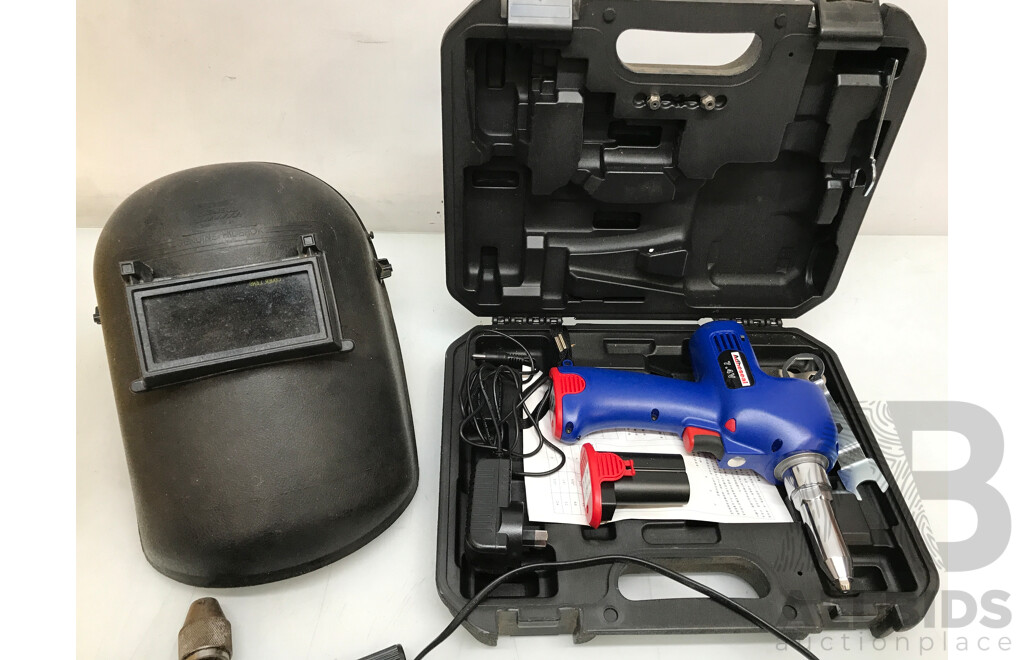 Assorted Tools and Equipment Including Welding Mask, Torch Kit, Sewing Kit, and More