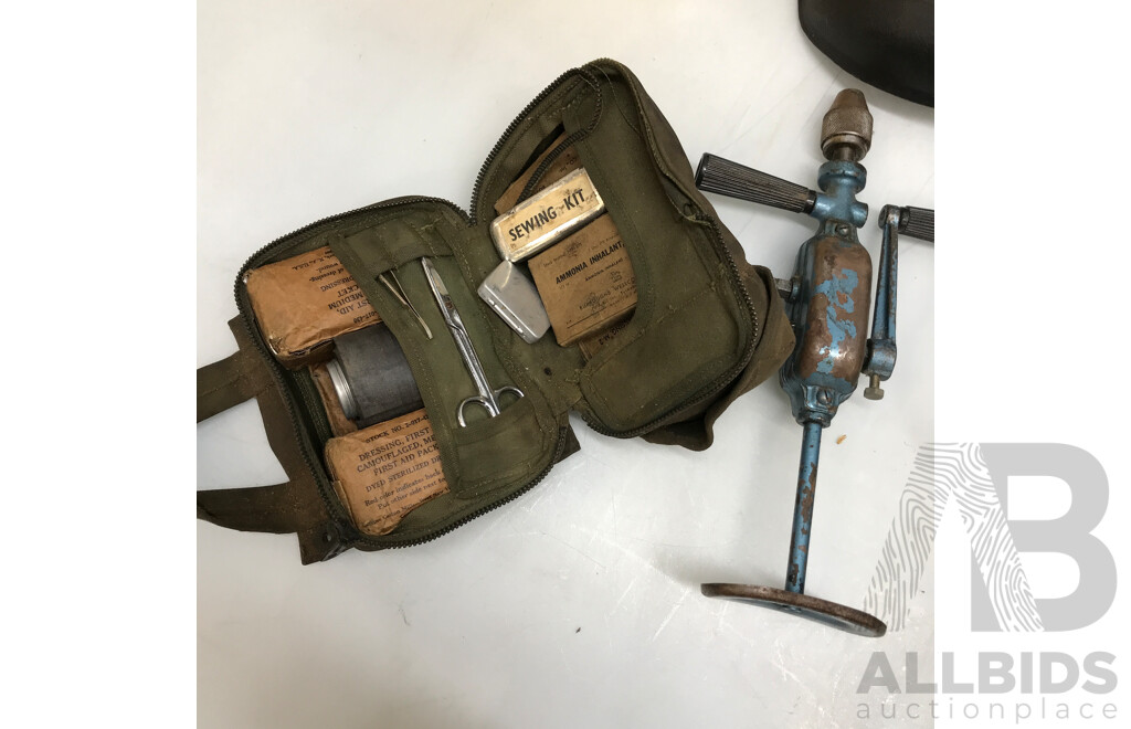 Assorted Tools and Equipment Including Welding Mask, Torch Kit, Sewing Kit, and More