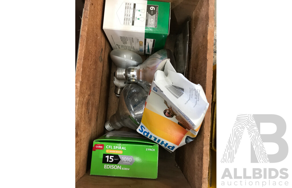 Bulk Lot of Tools and Equipment Including Lights, Straps, Castor Wheels, Nails, and More