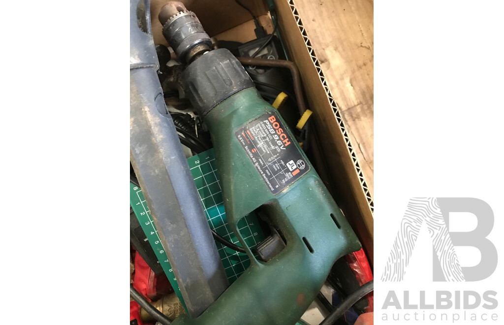 Assorted Power Tools Including Planer, Loading Screwdriver, Drill, and More