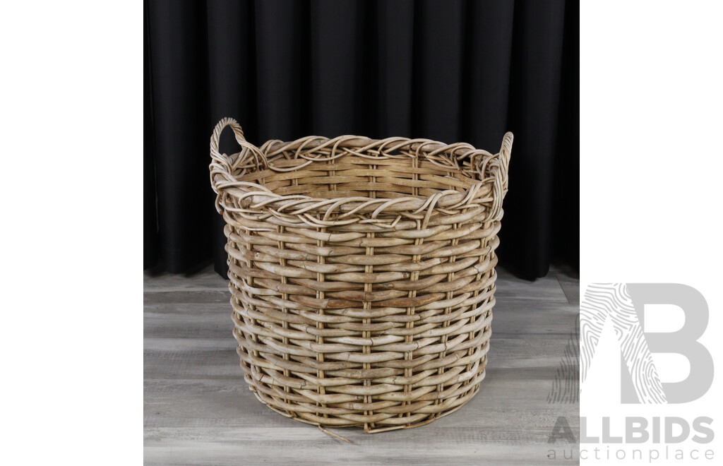 Large Woven Cane Kindling Basket