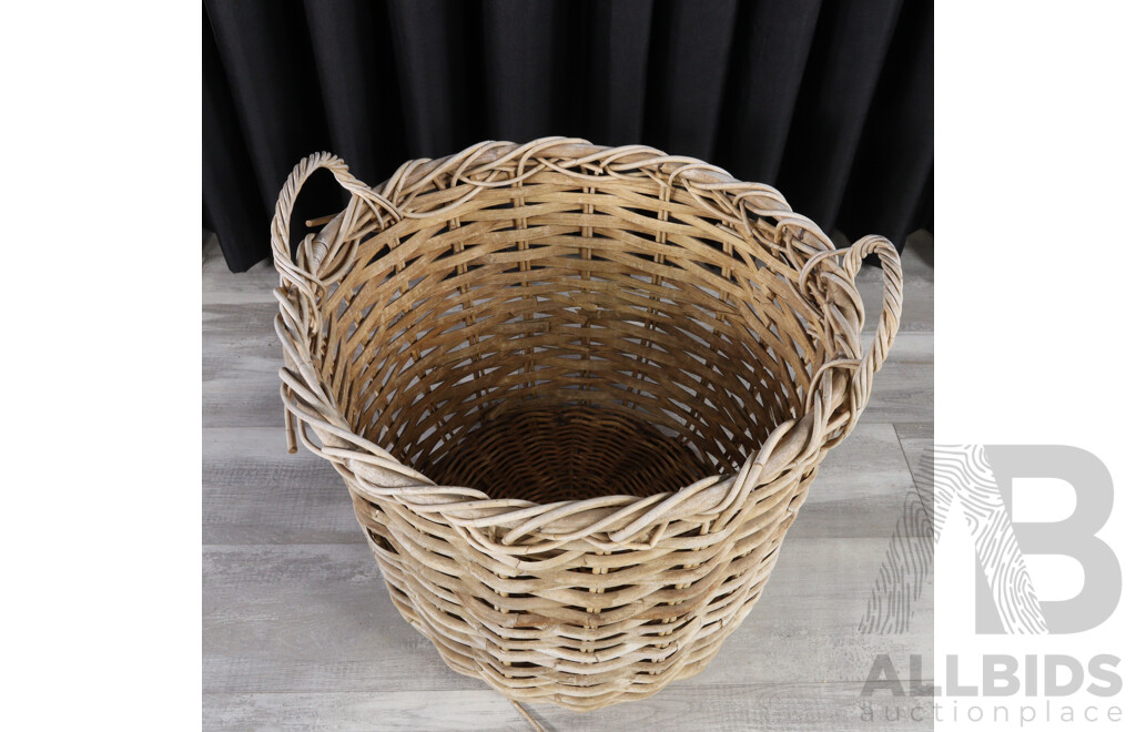Large Woven Cane Kindling Basket