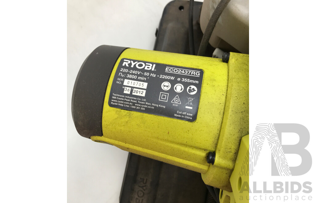 Ryobi 2200W 355mm Abraasive Metal Steel Cut Off Drop Chop Saw