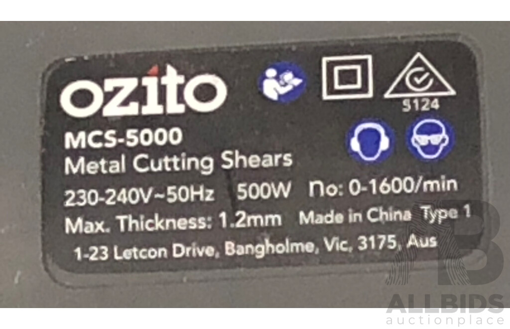 Ozito 500 Watt Electric Metal Cutting Shears