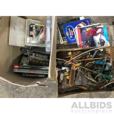 Bulk Lot of Assorted Hand Tools, Bit Sets, Magazines, and More