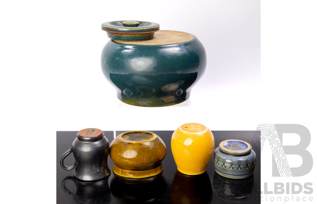 Collection Retro Ceramic Pieces Including Martin Boyd Vase, Wade Dish, Gomoy Humidor and More