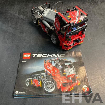 LEGO 42041 Racing Truck & 77942 Fiat 500 Blue & Vintage 7855 8 Curved Electric Rails Grey 12V