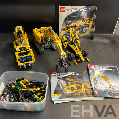 LEGO Technic 42006 Excavator & Vintage 8431 Pneumatic Crane Truck & 8445 Indy Storm & Assorted Pieces