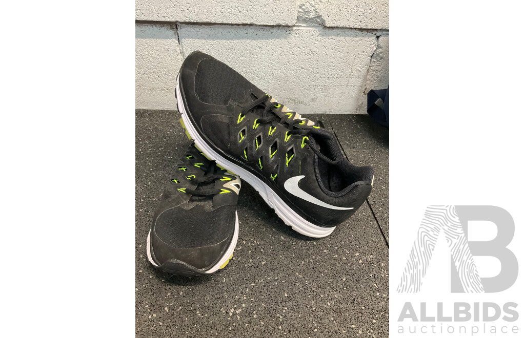 ASSORTED Sneakers, Including HOKA US11B, NIKE US10, ADIDAS US10 and Backpack, Duffle Bag - Lot of 5