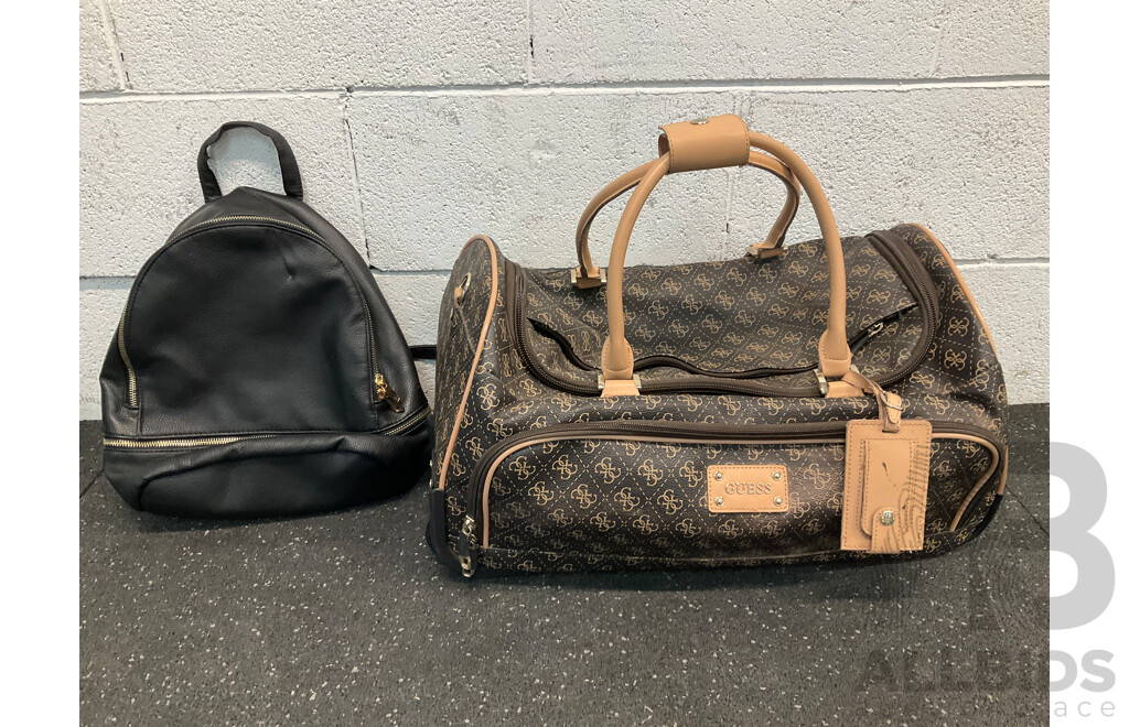 Travel Bag on Wheels Branded GUESS and Backpacks - Lot of 2