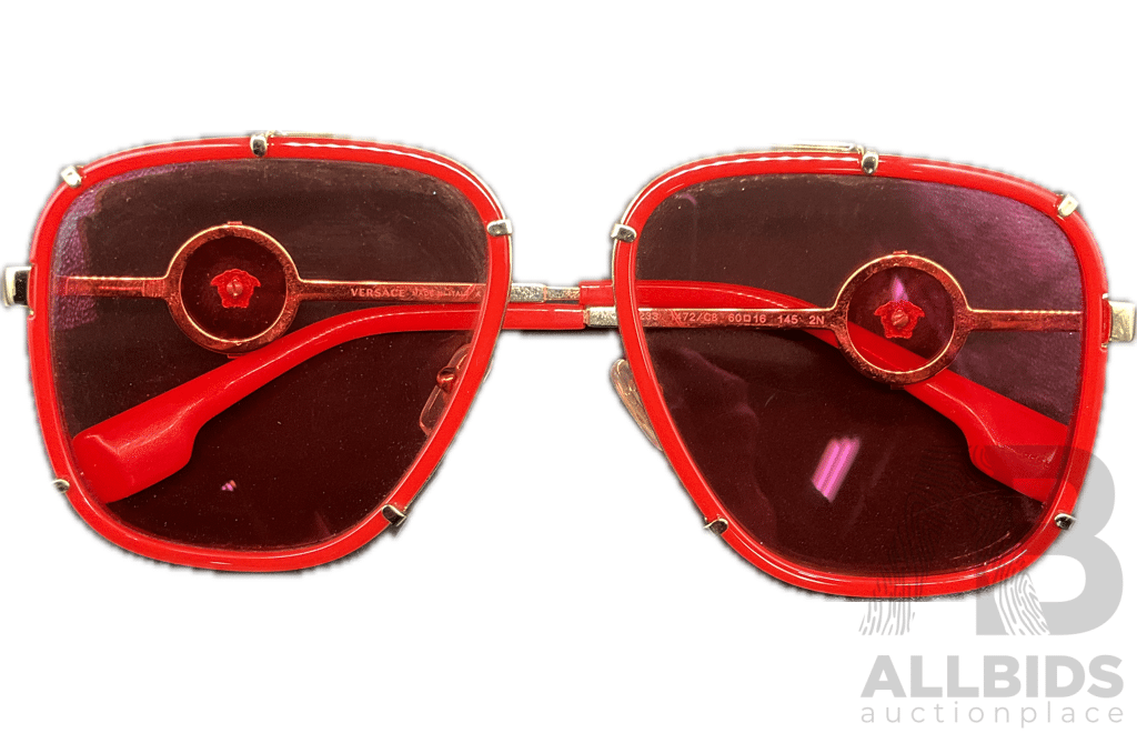 VERSACE Gold Red Sunglasses 