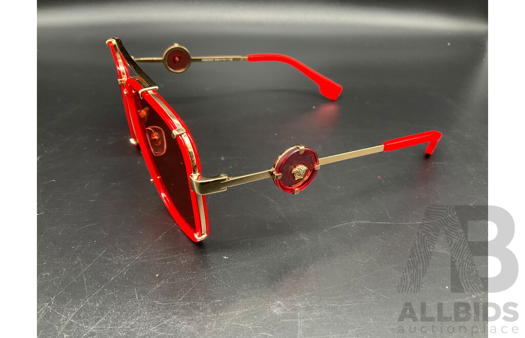 VERSACE Gold Red Sunglasses 