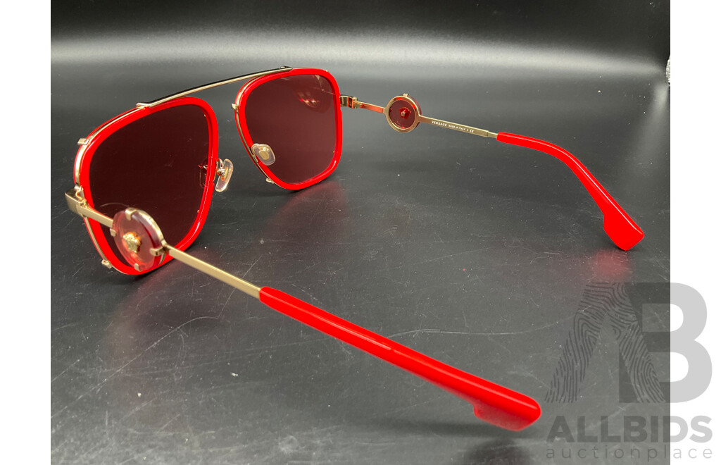 VERSACE Gold Red Sunglasses 