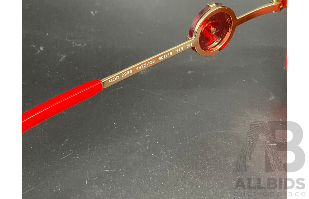VERSACE Gold Red Sunglasses 