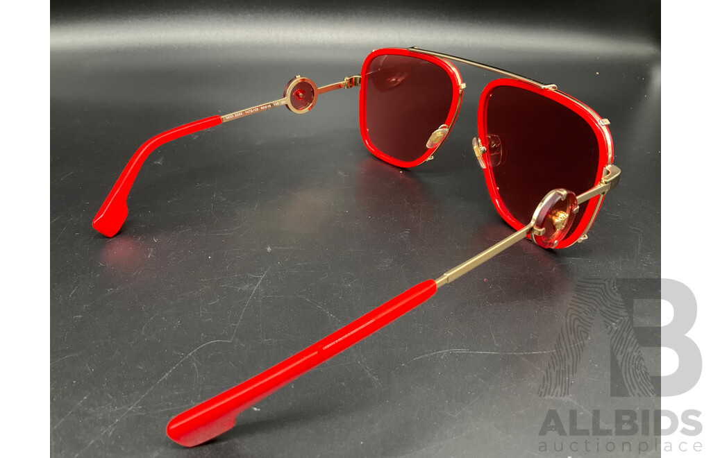 VERSACE Gold Red Sunglasses 