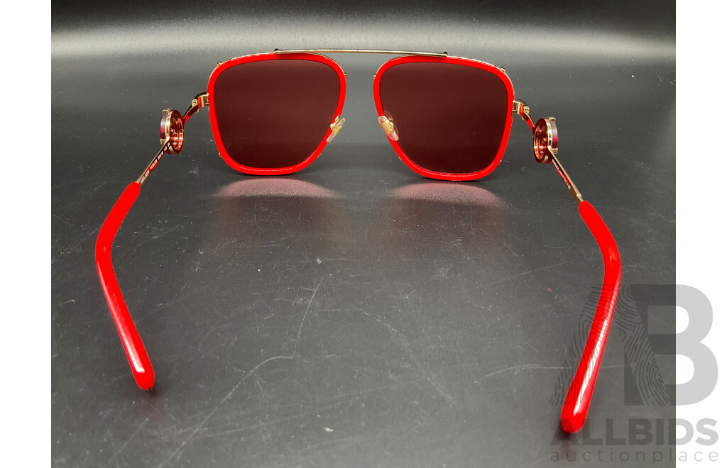 VERSACE Gold Red Sunglasses 
