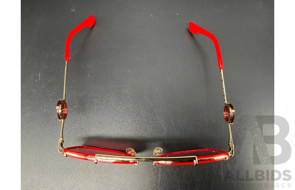 VERSACE Gold Red Sunglasses 