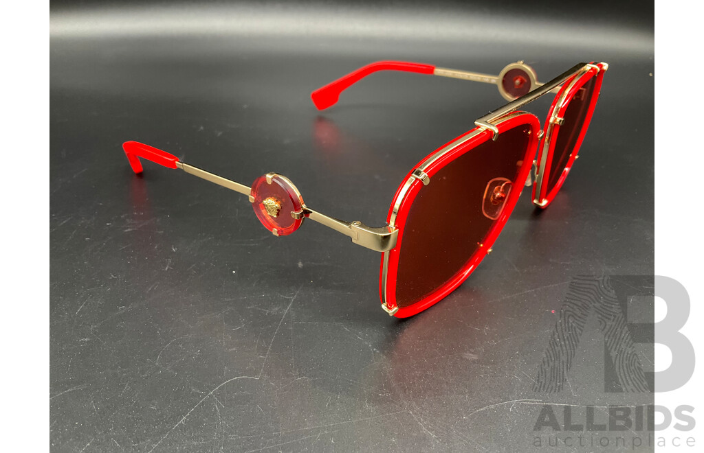 VERSACE Gold Red Sunglasses 