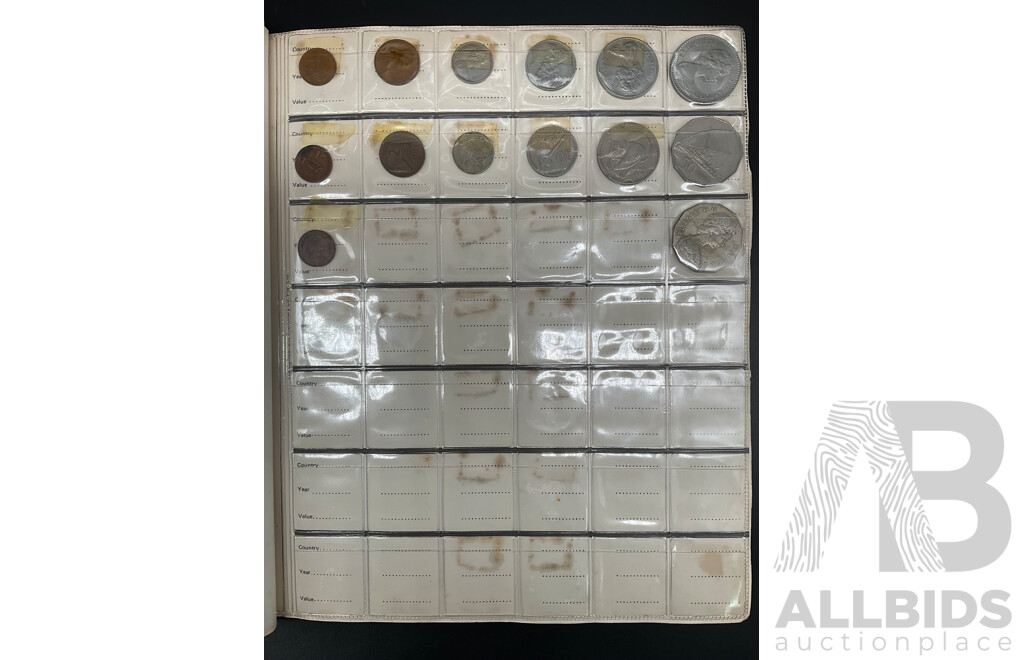 Coins Collection From Around the World, Including Coins From Fiji, Tonga, NZ, France, South Africa, Signapore, Solomon Island, Hong Kong and More