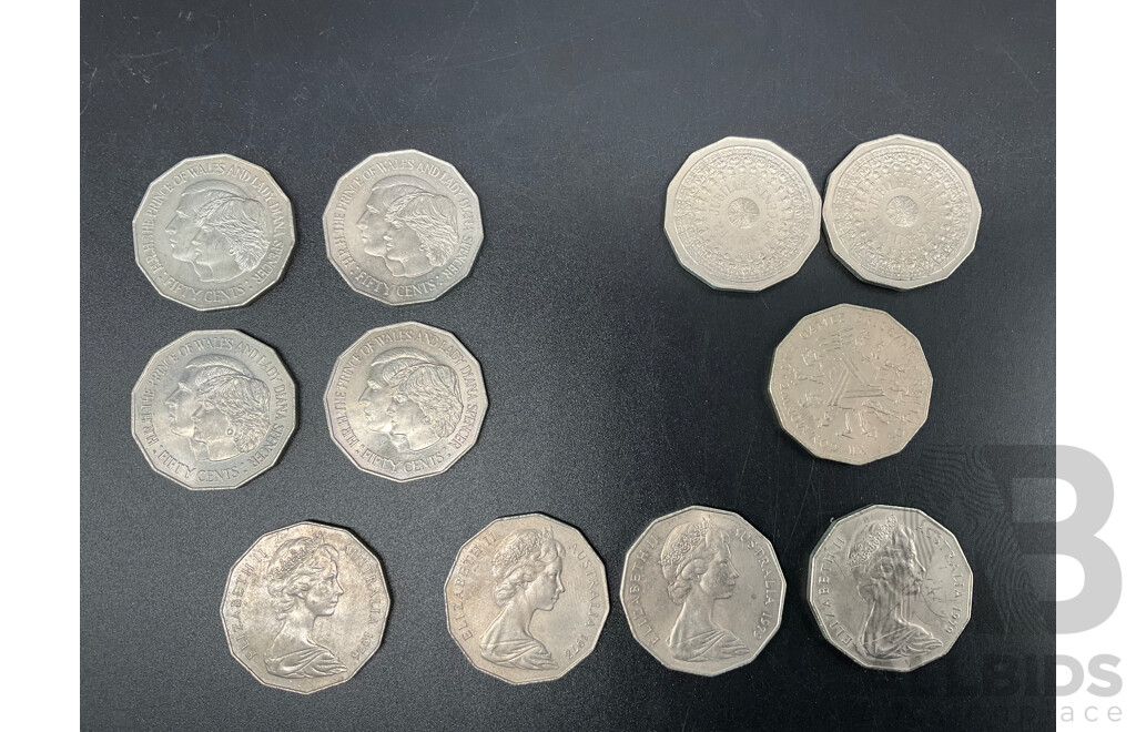 Royal Australian Mint 1983 Coin Set, London 2012 Sports Collection Taekwondo 50p Coin, AUSTRALIA: 1981 50 Cents Commemorative Coins (x4) and Others