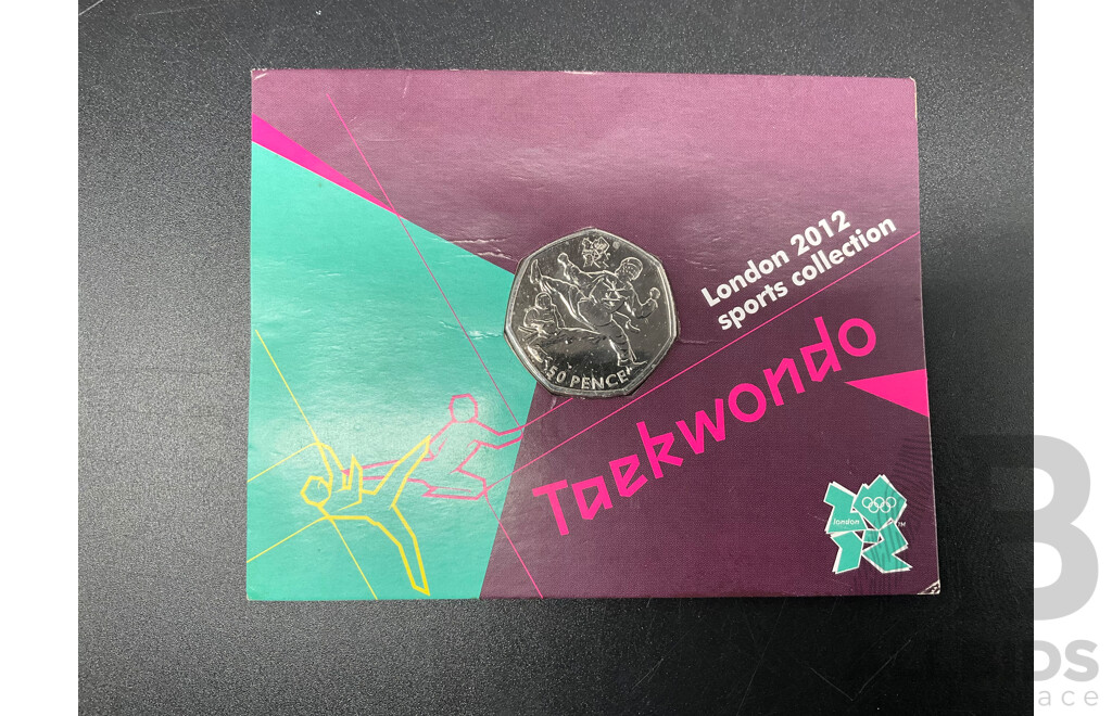Royal Australian Mint 1983 Coin Set, London 2012 Sports Collection Taekwondo 50p Coin, AUSTRALIA: 1981 50 Cents Commemorative Coins (x4) and Others