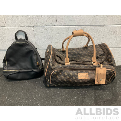 Travel Bag on Wheels Branded GUESS and Backpacks - Lot of 2