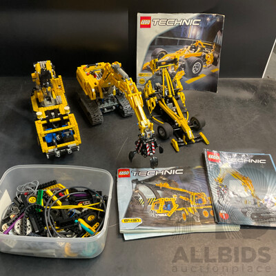 LEGO Technic 42006 Excavator & Vintage 8431 Pneumatic Crane Truck & 8445 Indy Storm & Assorted Pieces